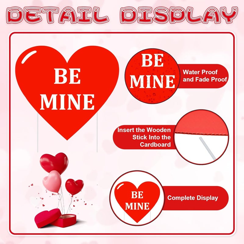 PhyLence 10-Piece Valentine Heart Yard Signs with Stakes Decorations – Assorted Red Heart Messages 12 Inches Large Outdoor Valentine Sweetheart Signs for Lawn, Garden, Driveway, and Romantic Party Décor - Image 3